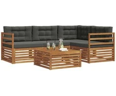 Lauko sofos komplektas su pagalve 5 pcs Natūralus ir antracitas