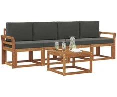Lauko sofos komplektas su pagalve 5 pcs Natūralus ir antracitas