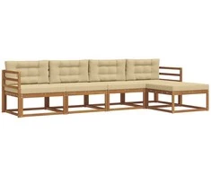 Lauko sofos komplektas su pagalve 5 pcs Natūralus ir bežinis