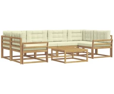 Lauko sofos komplektas su pagalve 5 pcs Balta ir kreminė