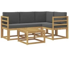 Lauko sofos komplektas su pagalve 5 pcs Balta ir antracito
