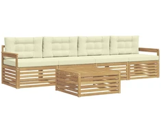Lauko sofos komplektas su pagalve 5 pcs Balta ir kreminė