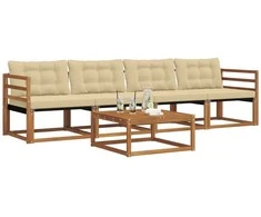 Lauko sofos komplektas su pagalve 5 pcs Natūralus ir bežinis