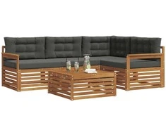 Lauko sofos komplektas su pagalve 5 pcs Natūralus ir antracitas