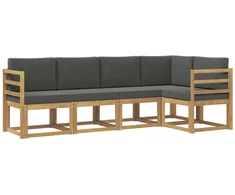 Lauko sofos komplektas su pagalve 5 pcs Balta ir antracito