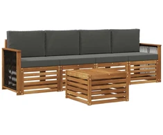 Lauko sofos komplektas su pagalve 5 pcs Natūralus ir antracitas