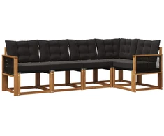 Lauko sofos komplektas su pagalve 5 pcs Natūrali ir juoda