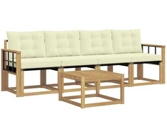 Lauko sofos komplektas su pagalve 5 pcs Balta ir kreminė
