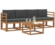 Lauko sofos komplektas su pagalve 5 pcs Natūralus ir antracitas
