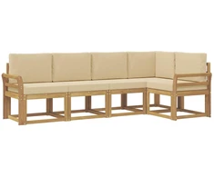 Lauko sofos komplektas su pagalve 5 pcs Balta ir kreminė