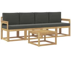 Lauko sofos komplektas su pagalve 5 pcs Balta ir antracito