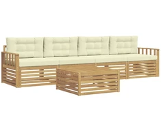 Lauko sofos komplektas su pagalve 5 pcs Balta ir kreminė