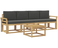 Lauko sofos komplektas su pagalve 5 pcs Balta ir antracito