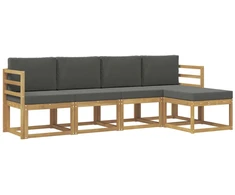 Lauko sofos komplektas su pagalve 5 pcs Balta ir antracito