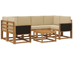 Lauko sofos komplektas su pagalve 5 pcs Natūrali