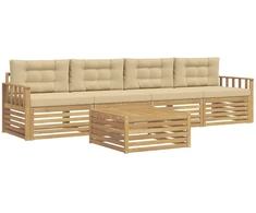 Lauko sofos komplektas su pagalve 5 pcs Balta ir kreminė