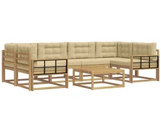 Lauko sofos komplektas su pagalve 5 pcs Balta ir kreminė