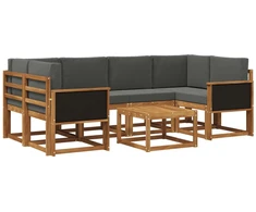 Lauko sofos komplektas su pagalve 5 pcs Natūralus ir antracitas