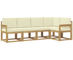 Lauko sofos komplektas su pagalve 5 pcs Balta ir kreminė