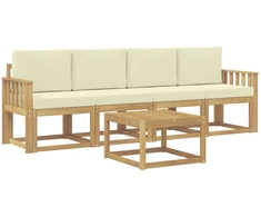 Lauko sofos komplektas su pagalve 5 pcs Balta ir kreminė