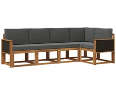 Lauko sofos komplektas 5 pcs Natūralus ir antracitas