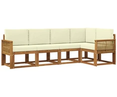 Lauko sofos komplektas 5 pcs Natūralus ir grietinėlė