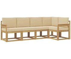 Lauko sofos komplektas su pagalve 5 pcs Balta ir kreminė
