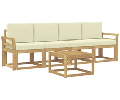 Lauko sofos komplektas su pagalve 5 pcs Balta ir kreminė