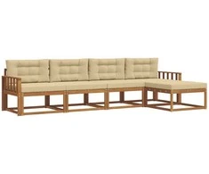 Lauko sofos komplektas su pagalve 5 pcs Natūralus ir bežinis