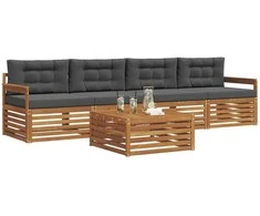 Lauko sofos komplektas su pagalve 5 pcs Natūralus ir antracitas