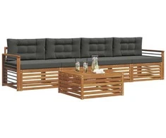 Lauko sofos komplektas su pagalve 5 pcs Natūralus ir antracitas