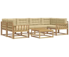 Lauko sofos komplektas su pagalve 5 pcs Balta ir kreminė