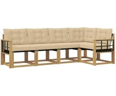 Lauko sofos komplektas su pagalve 5 pcs Balta ir kreminė
