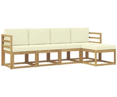 Lauko sofos komplektas su pagalve 5 pcs Balta ir kreminė