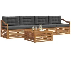 Lauko sofos komplektas su pagalve 5 pcs Natūralus ir antracitas
