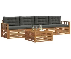 Lauko sofos komplektas su pagalve 5 pcs Natūralus ir antracitas