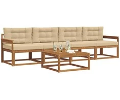 Lauko sofos komplektas su pagalve 5 pcs Natūralus ir bežinis