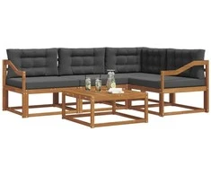 Lauko sofos komplektas su pagalve 5 pcs Natūralus ir antracitas