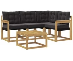 Lauko sofos komplektas su pagalve 5 pcs Balta ir juoda