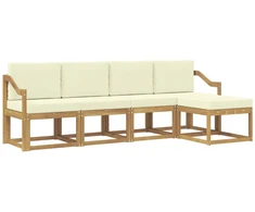 Lauko sofos komplektas su pagalve 5 pcs Balta ir kreminė