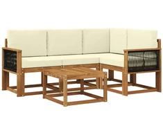 Lauko sofos komplektas 5 pcs Natūralus ir grietinėlė