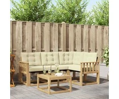 Lauko sofos komplektas su pagalve 5 pcs Balta ir kreminė