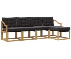 Lauko sofos komplektas su pagalve 5 pcs Balta ir juoda