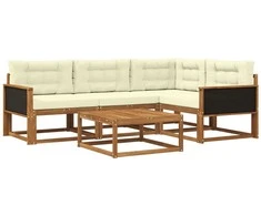 Lauko sofos komplektas 5 pcs Natūralus ir grietinėlė