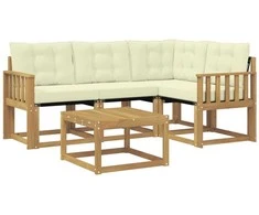 Lauko sofos komplektas su pagalve 5 pcs Balta ir kreminė