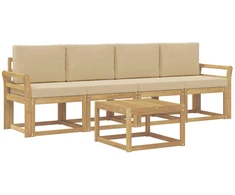 Lauko sofos komplektas su pagalve 5 pcs Balta ir kreminė