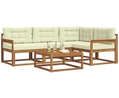 Lauko sofos komplektas su pagalve 5 pcs Natūralus ir grietinėlė