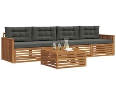 Lauko sofos komplektas su pagalve 5 pcs Natūralus ir antracitas