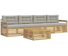Lauko sofos komplektas su pagalve 5 pcs Balta ir šviesiai pilka