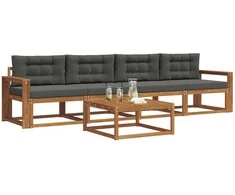 Lauko sofos komplektas su pagalve 5 pcs Natūralus ir antracitas